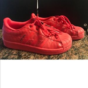 Kids Red Adidas Superstar size 1 youth